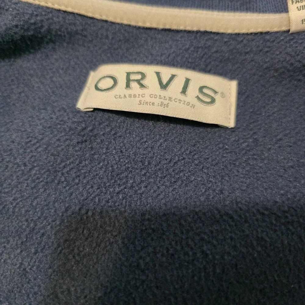 Orvis Classic Collection Fleece Lined Full Zip Blue/Gray Jacket Mens XL outdoors